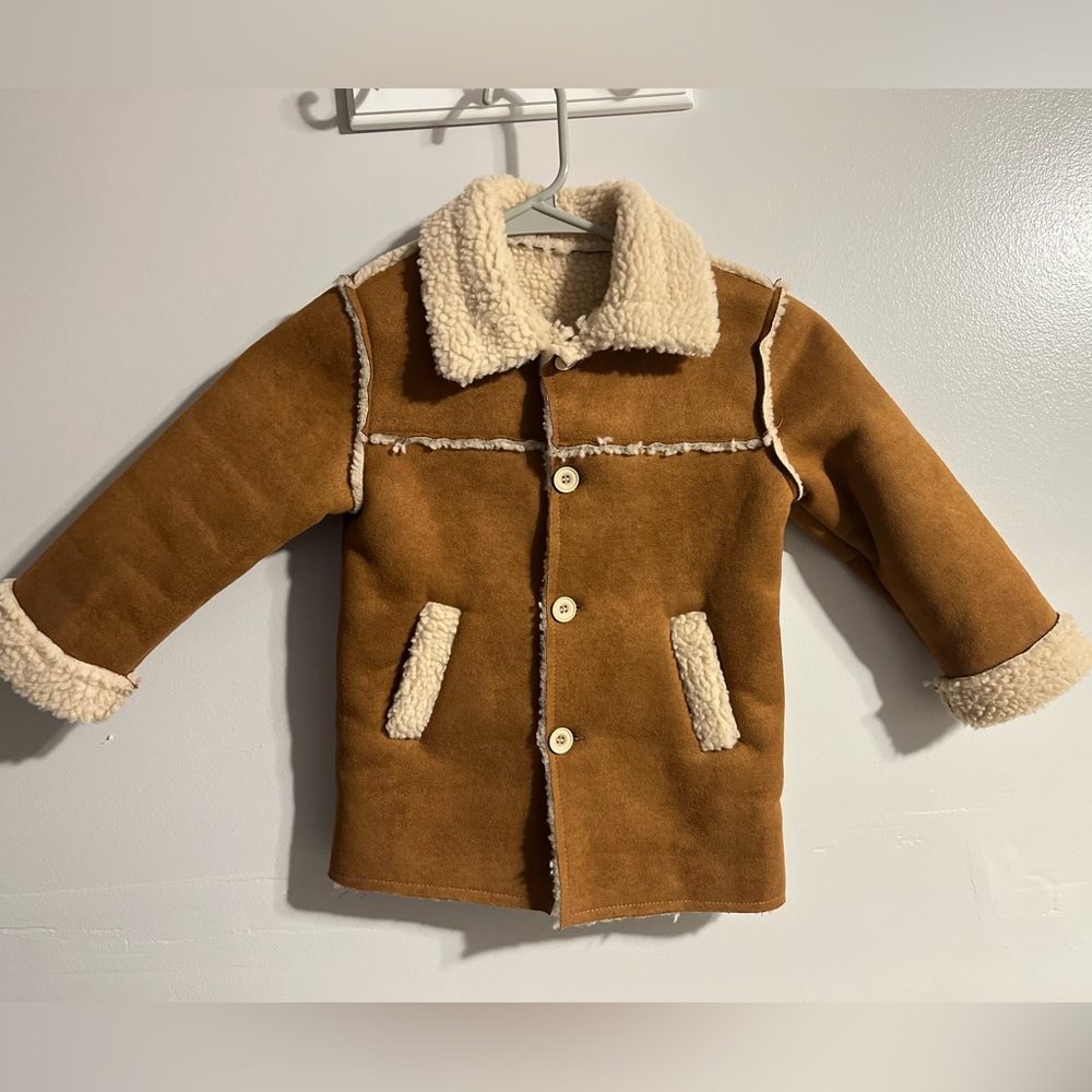 SHEIN Toddler Boys Teddy Lined Coat